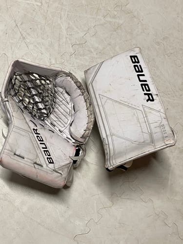 Lightly Used Regular Pro Stock Bauer Mach Glove And Blocker.