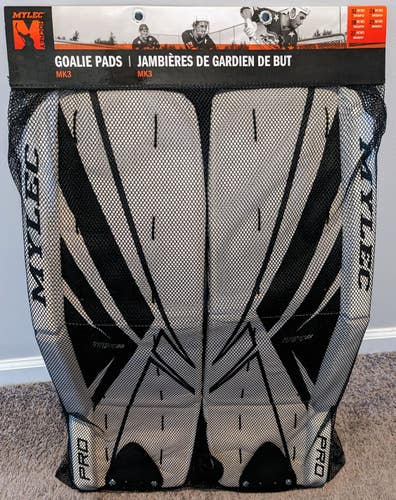 New MYLEC STREET HOCKEY 30" MK3 Goalie Leg Pads White with Black