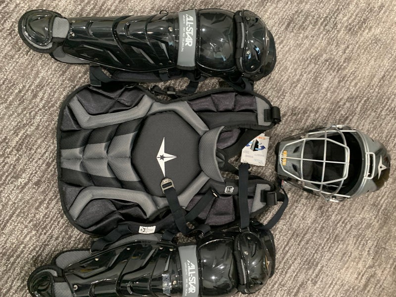 New All-Star System 7 Axis CPCC912S7X Catcher's Chest Protector  Graphite/Gold | SidelineSwap