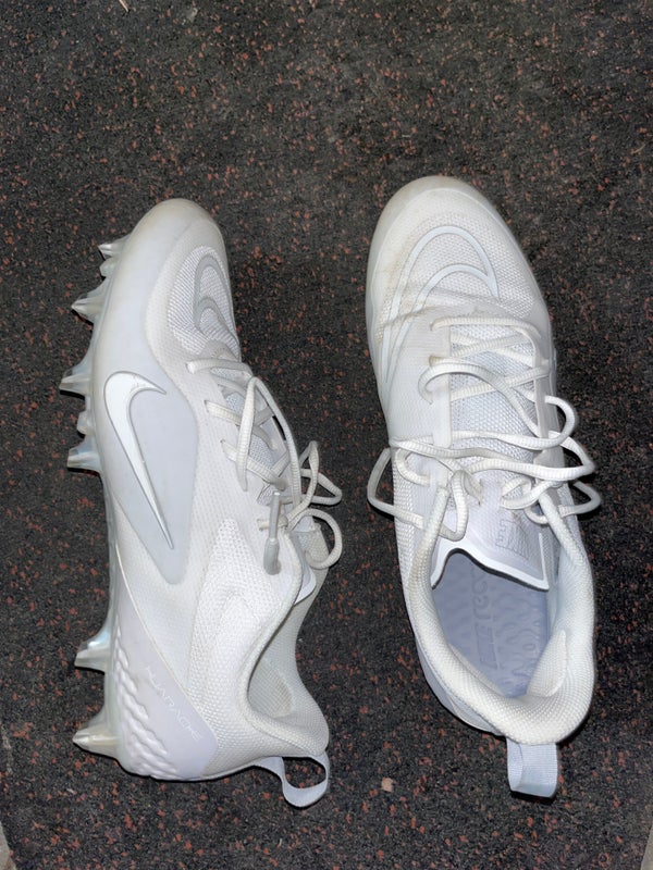 Size 12 Nike Alpha Huarache 7 Pro Low Lacrosse Cleats White OHIO STATE PE