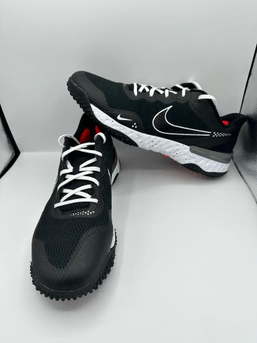 NIKE ALPHA HUARACHE ELITE 3 TURF "BASEBALL" BLACK-BLACK-WHITE Size 15 CK0748-010