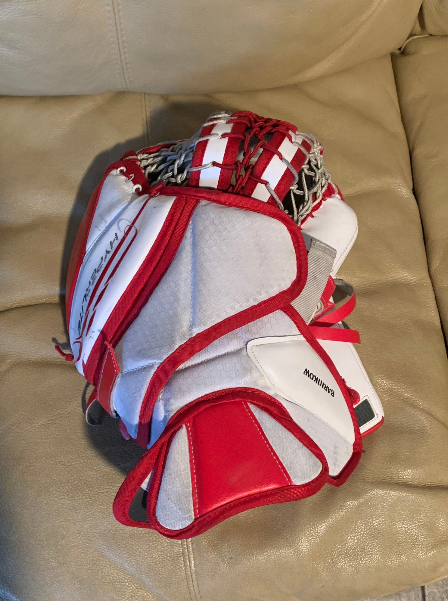 Bauer Supreme Ultrasonic - New Pro Stock Goalie Glove - (White/Red