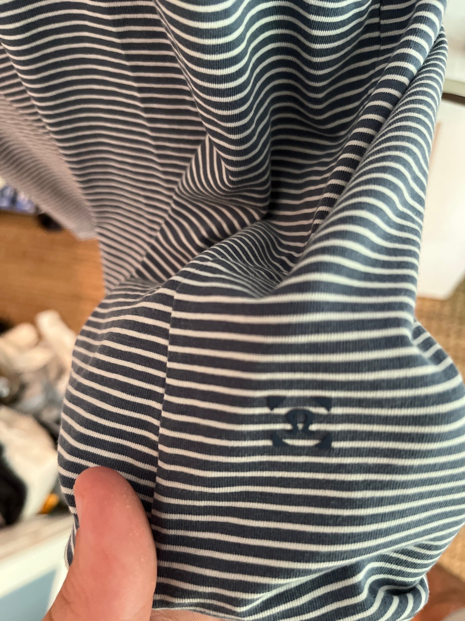 Blue and White Striped Lululemon Tee- XL