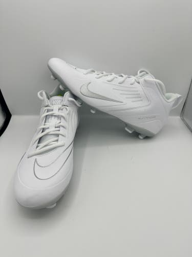 Nike Alpha Huarache 8 Varsity Lacrosse Cleats CZ6558-100 White/Silver Size 12.5