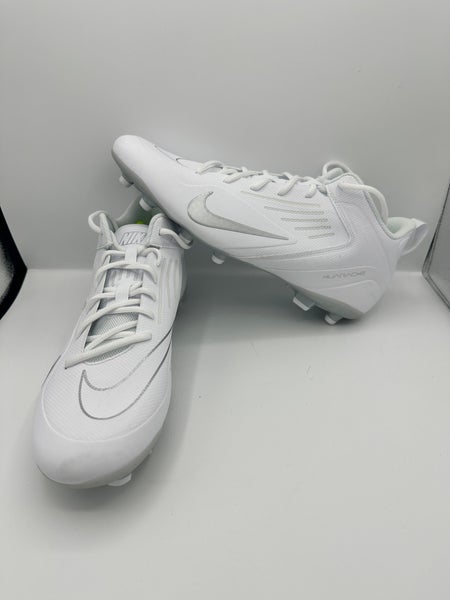 Nike Alpha Huarache 8 Varsity Lacrosse Cleats CZ6558-100 White/Silver Size 12.5