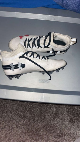White Adult Used Men's Size 10 (Women's 11) Molded Cleats Under Armour Mid Top