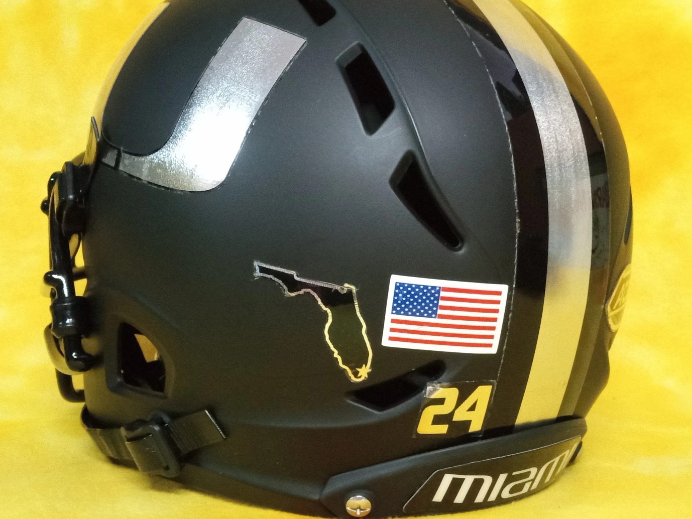 Miami Hurricanes Military Salute super custom fullsize football helmet Xenith lg