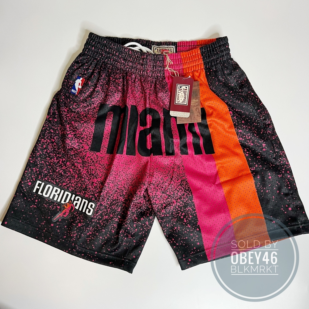 Mitchell & Ness Spray Paint Miami Heat Floridians Swingman Shorts