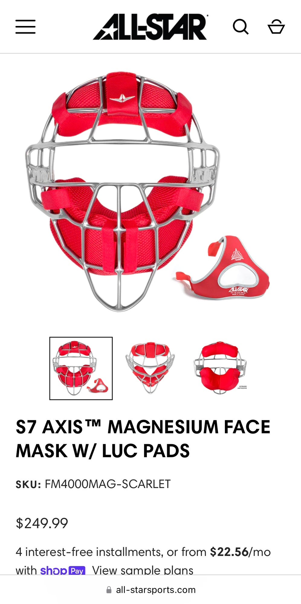 S7 AXIS™ MAGNESIUM FACE MASK W/ LUC PADS