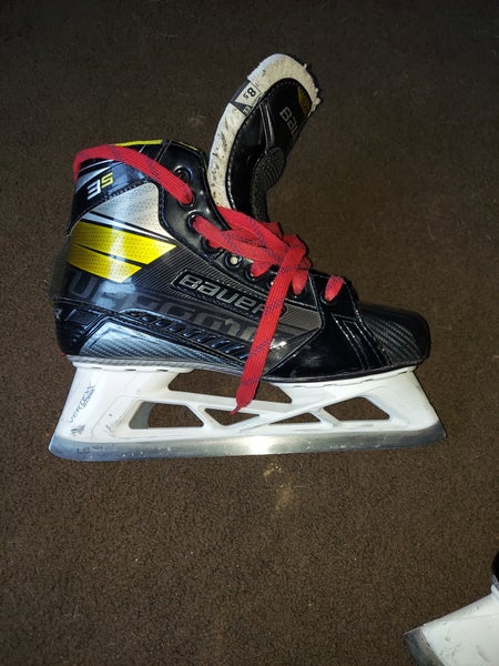 Senior Used Bauer Supreme 3s Hockey Goalie Skates Extra Wide Width Size 8.5