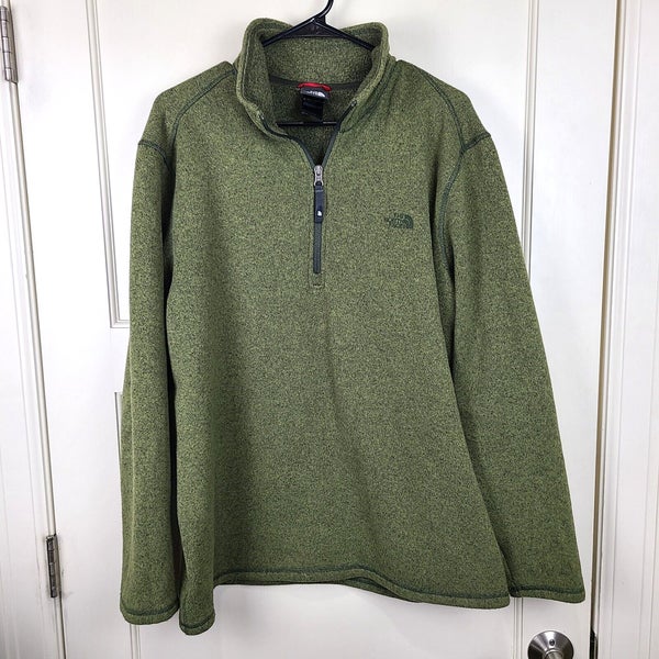 The North Face Mens Knit Army Green 1/2 Zip Fleece Pullover Jacket