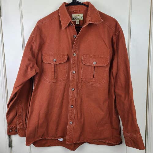 Cabela's Chamois Deerskin Soft Flannel Button Down Shirt Men's L Long Sleeve