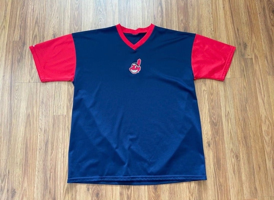 CLEVELAND INDIANS JERSEY MLB Sz XL Navy Blue Pre-owned B1
