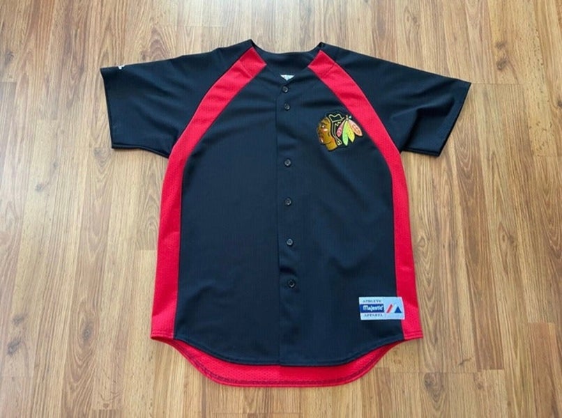 Vtg Rare NHL Chicago Blackhawks Starter Baseball Jersey With Hood