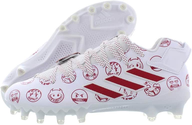 new men’s size 11 Adidas Freak 22 big mood football/lacrosse cleats white/red