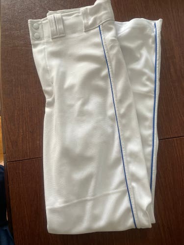 A4 PRO STYLE Mens White with Blue piping  open leg baseball pants