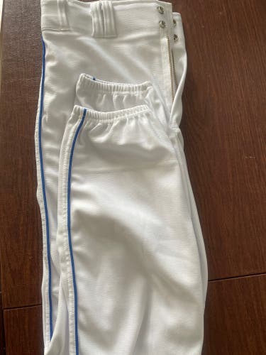 NEW A4 PRO STYLE Mens White With Blue Piping Elastic leg baseball pants