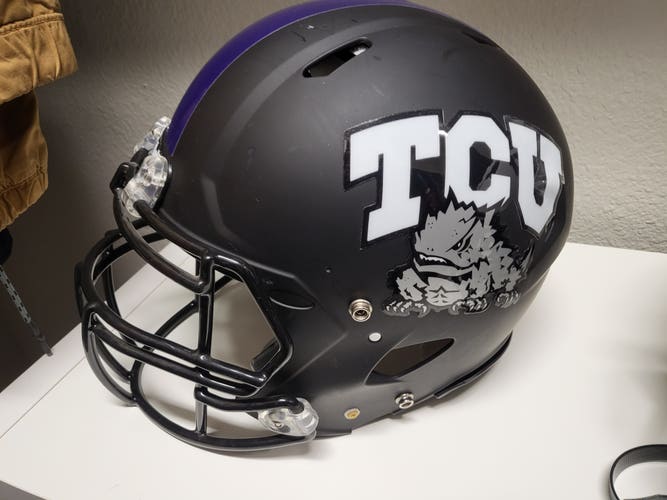 TCU Horned Frogs white game used/worn football helmet