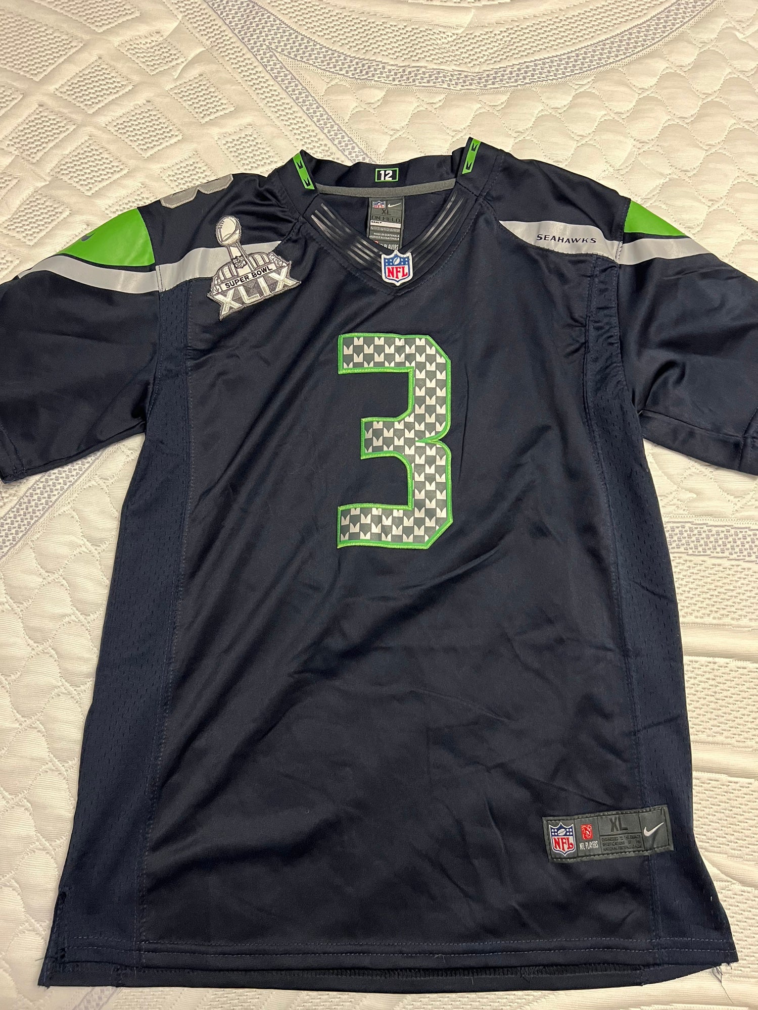 Blue Used Youth XL Russel Wilson Nike Jersey