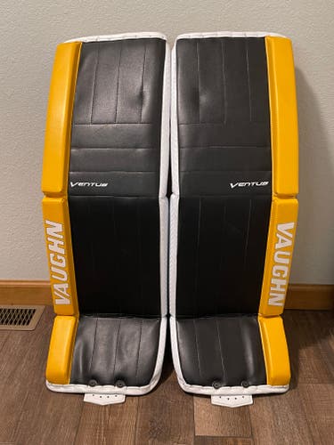 Used 34+2" 35+2 Vaughn Ventus SLR2 Pro Carbon Goalie Leg Pads Pro Stock Scholl Black Gold