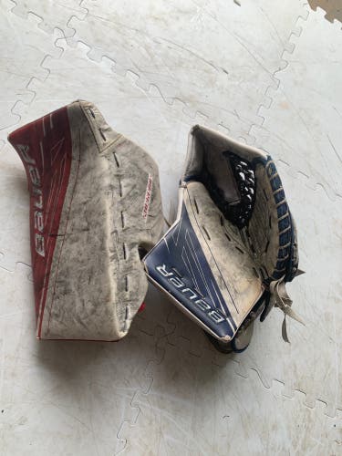 Hockey goalie gloves and blocker