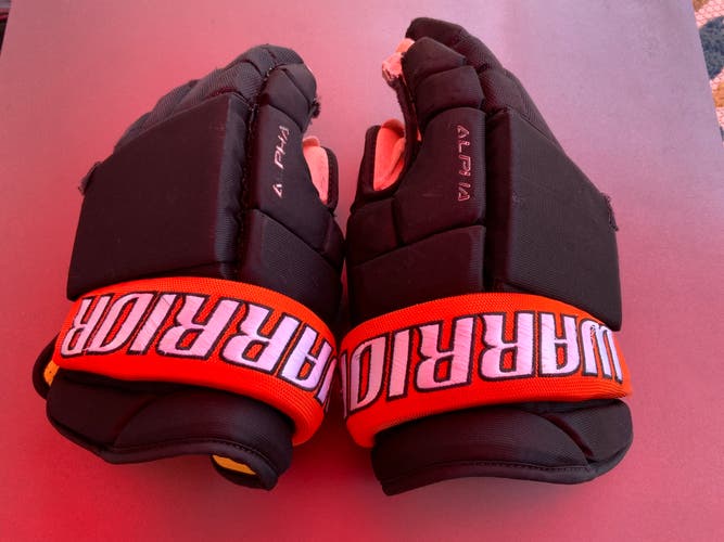 Warrior ALPHA QX Pro Stock Hockey Gloves 14" Black Orange 8154