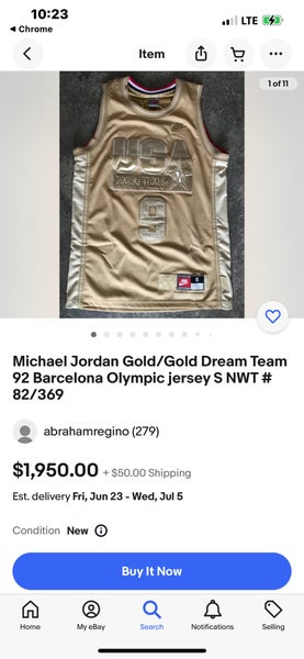 Vintage NIKE USA Olympic Dream Team Michael Jordan Jersey Blk Gold 92  Barcelona