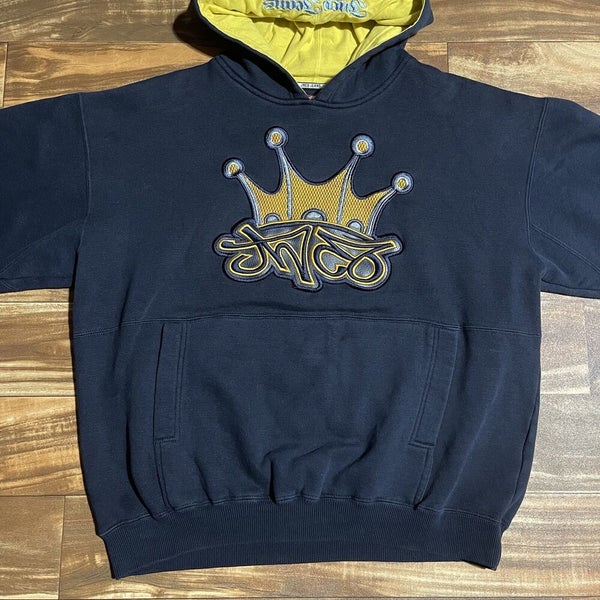 Vintage JNCO Jeans Pullover Hoodie Blue Size Large Embroidered Crown Skate Rare