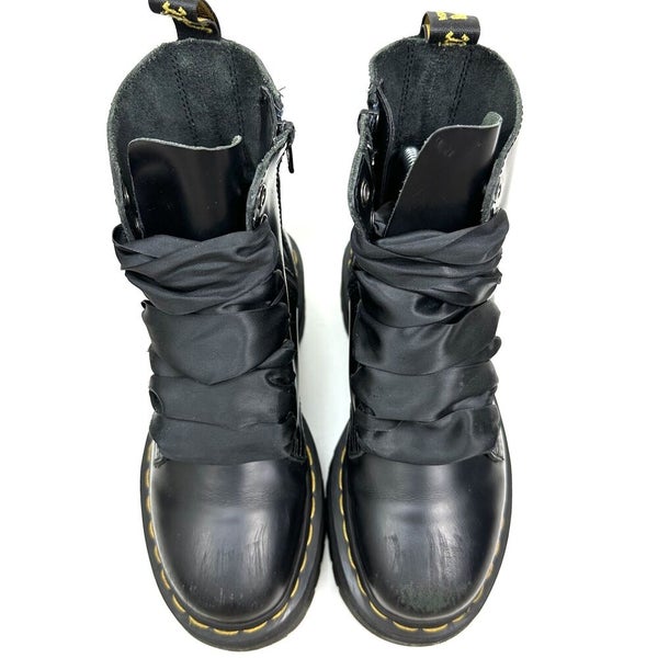 Jadon Black Leather 8-Eye Platform Boot