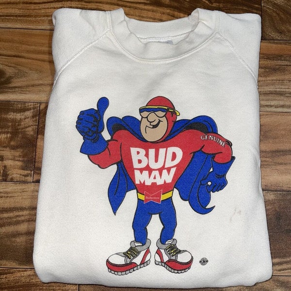 Vintage Budweiser Beer Bud Man RARE Graphic Crewneck Sweatshirt Size XL USA  Made | SidelineSwap