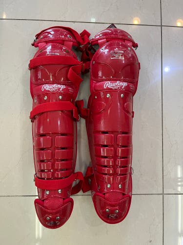 New Rawlings 16DCW Intermediate Scarlet Red Baseball Leg Guards