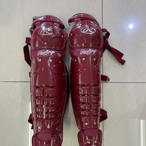New Rawlings 16DCW Intermediate Cardinal Baseball Leg Guards