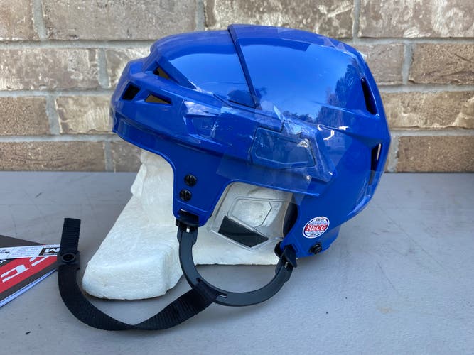 NEW! CCM Vector V08 Pro Stock Helmet Royal Blue OILERS 4151