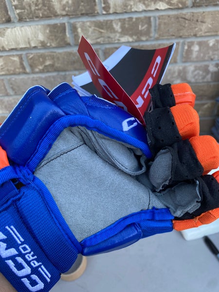 CCM HGCL Crazy Light Pro Stock Hockey Gloves Royal Blue Oilers (RARE) 4152