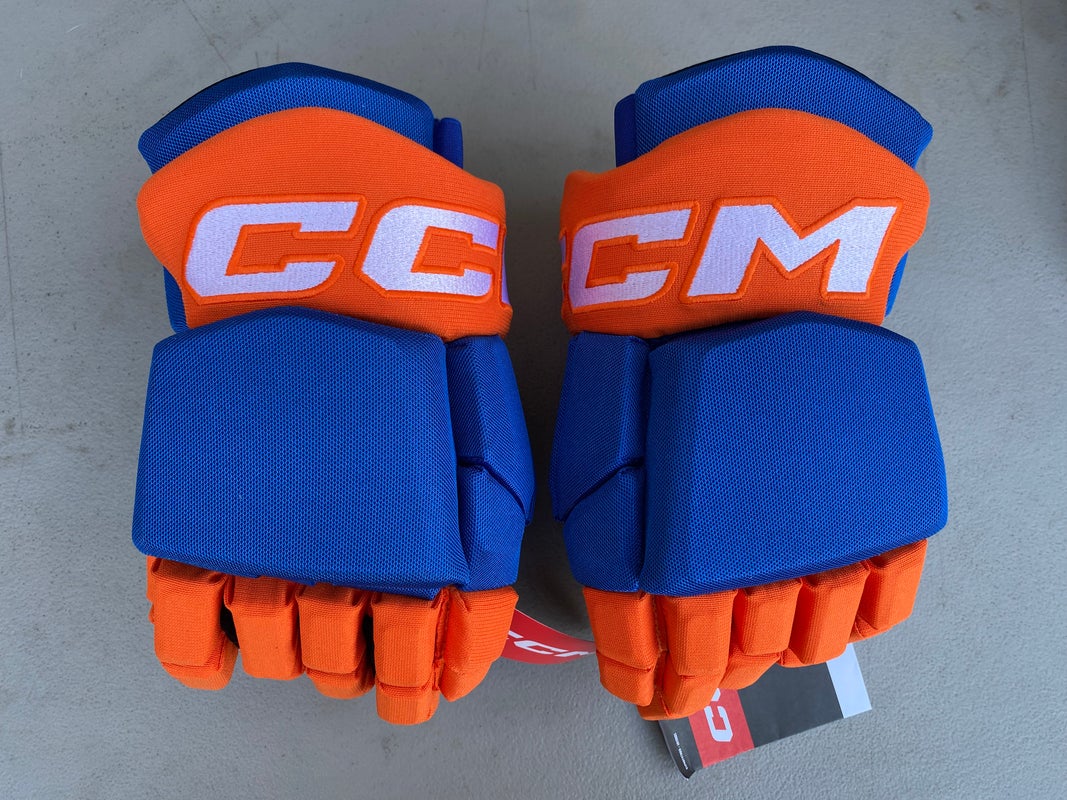 CCM HGTKPP Tacks Pro Stock Hockey Gloves Royal Blue Oilers 4153