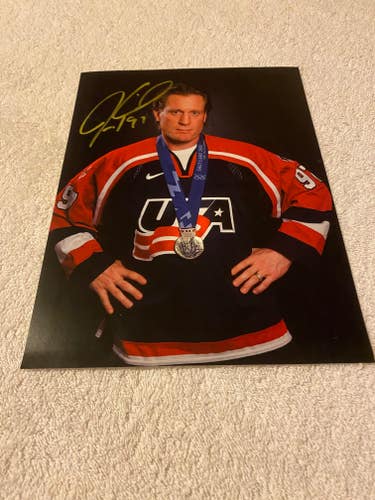 Autographed United States of America Olympic Hockey Team Jeremy Roenick 8 x 10 Photograph