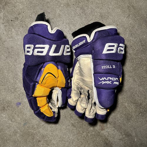 LA Kings Purple & Gold Jarret Stoll Bauer APX Pro Gloves 14" Pro Stock