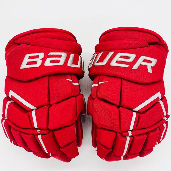 Ohio State Buckeyes Bauer Supreme Ultrasonic Hockey Gloves-13"-Grey Clarino Palms