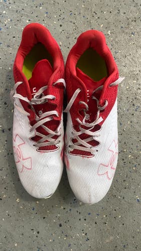 Red and White Men's Used Size 11 Under Armour Blur