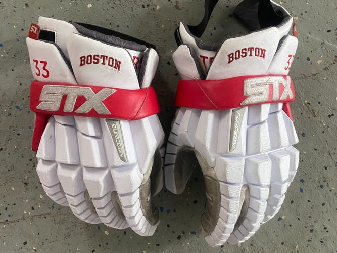 Boston University STX Surgeon RZR Lacrosse Gloves Medium
