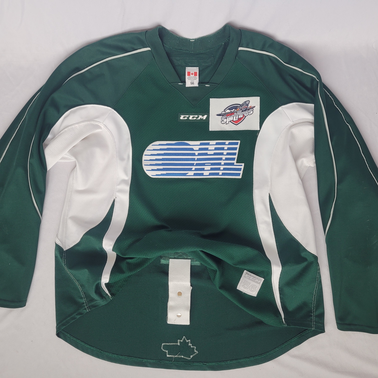 pro stock CCM OHL Spitfires sz 56 green practice jersey