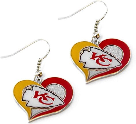 Kansas City Chiefs NFL Team Swirl Heart Earrings