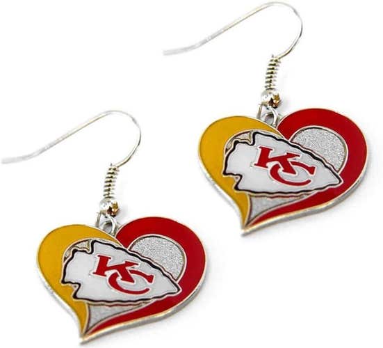 Kansas City Chiefs NFL Team Swirl Heart Earrings