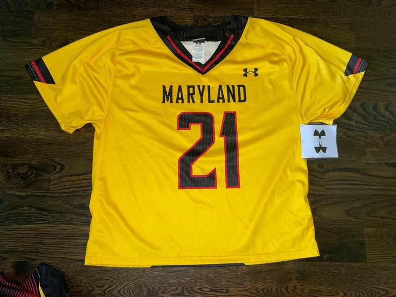 New Under Armour MARYLAND TERPS #21 Lacrosse Game Jersey LARGE