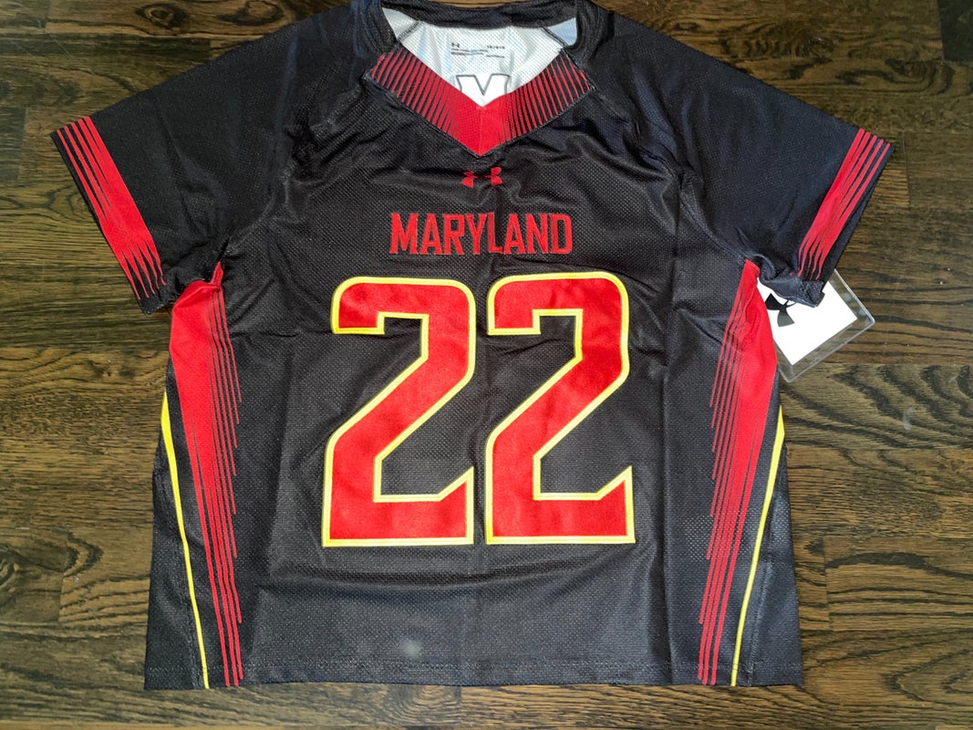 New Under Armour MARYLAND TERPS #22  Lacrosse Game Jersey LARGE SEWN