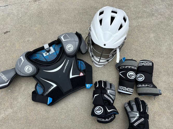 Maverik Lacrosse Kids Complete Gear Set Helmet etc