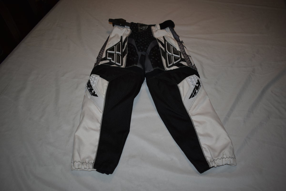 Fly Racing F-16 Motocross Race Pants, Black/White, Size 18