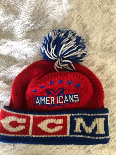 New York Americans CCM Pom Winter Hat Vintage NHL