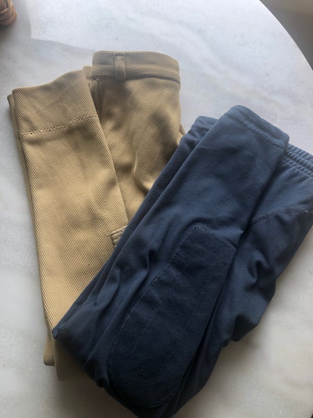 Girls Horseback Riding Pants - size 8-10 (medium) --- *TWO PAIRS (slate blue/gray & tan)