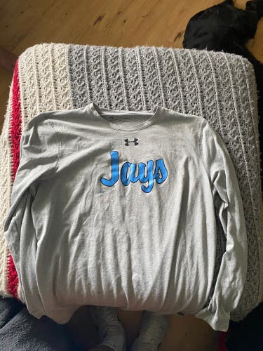 Gray Team Issued Hopkins Lacrosse Large Under Armour Shirt